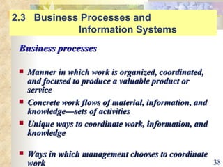 [object Object],[object Object],[object Object],[object Object],[object Object],2.3  Business Processes and    Information Systems 