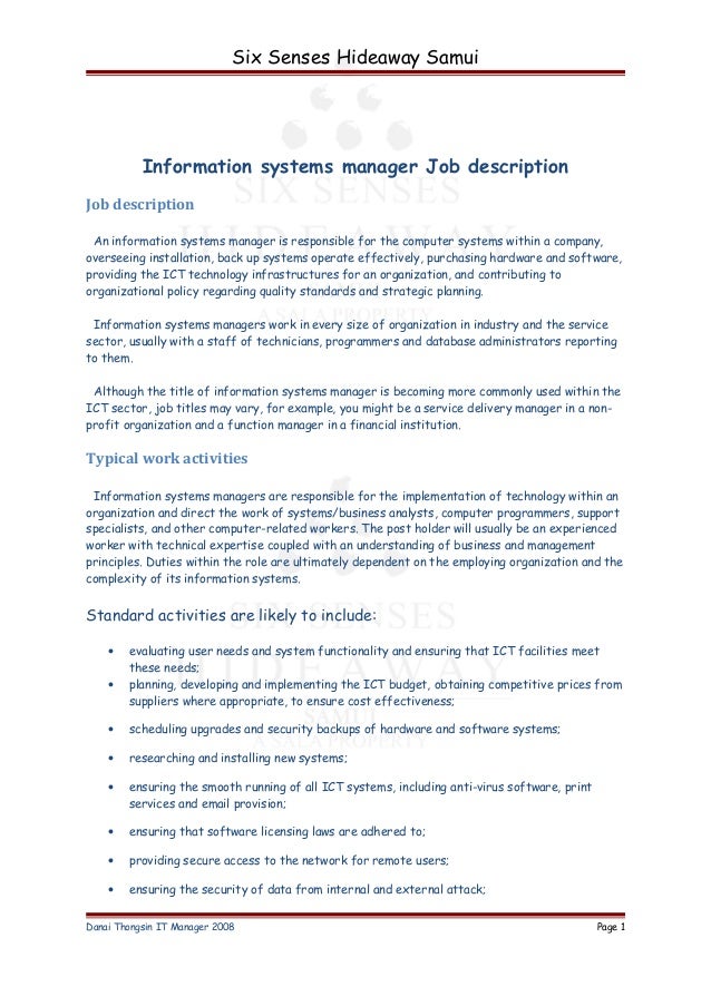 System Specialist Job Description