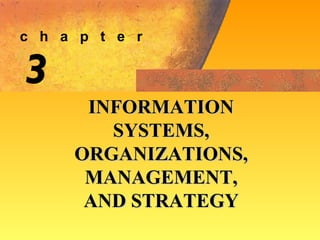 3 INFORMATION SYSTEMS, ORGANIZATIONS, MANAGEMENT, AND STRATEGY c  h  a  p  t  e  r 