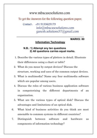 Information_Technology - 3-Describe the various types of plotters in ...