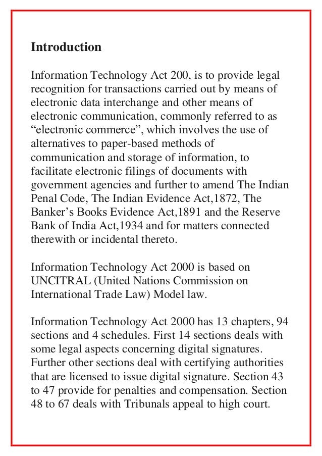 information technology act 2000 assignment