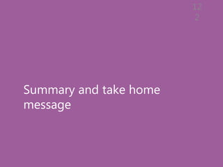 Summary and take home
message
12
2
 