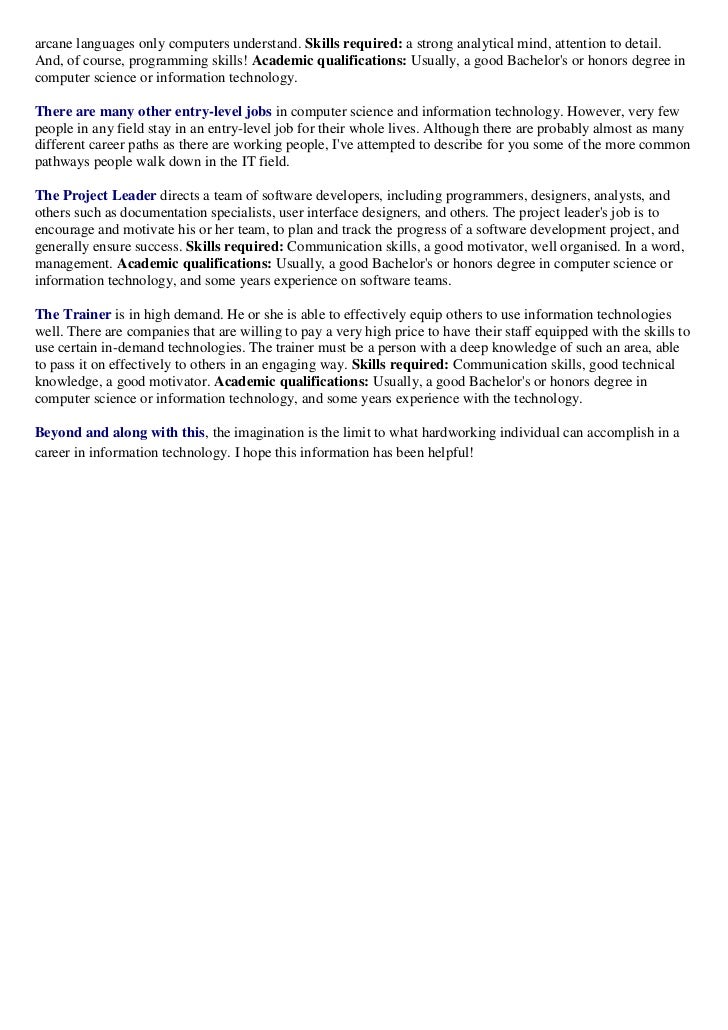 Information technology career list