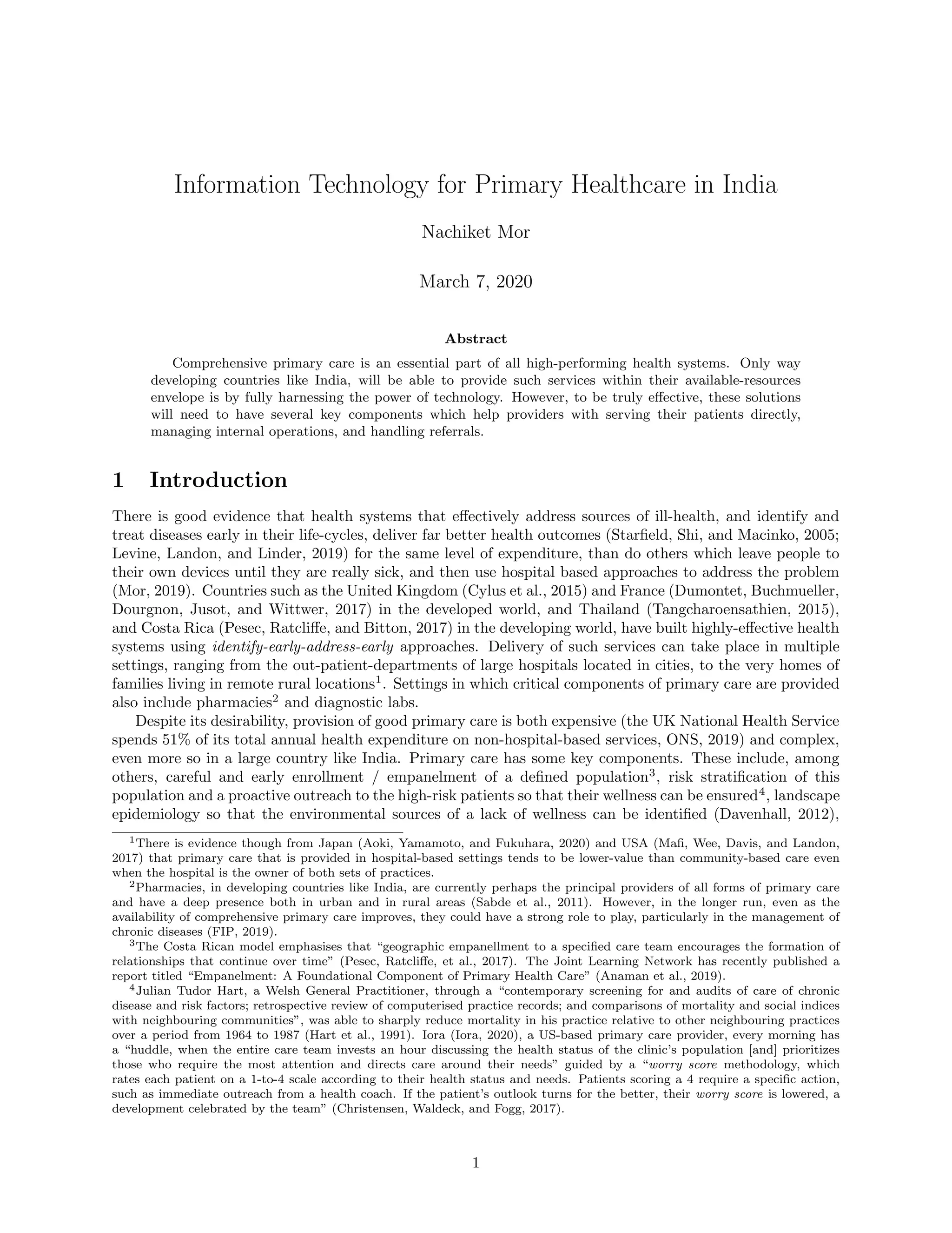 Nachiket Mor IT for primary healthcare in india | PDF