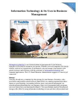 Information Technology & Its Uses in Business Management