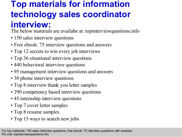 information technology sales coordinator interview information technology job interview questions and answers