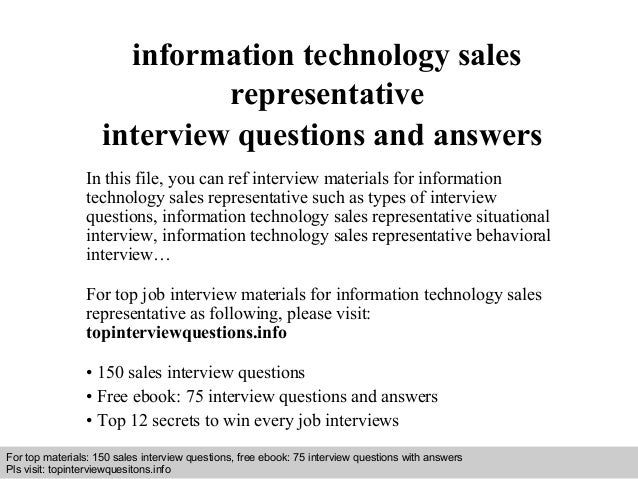 Information technology sales representative interview 