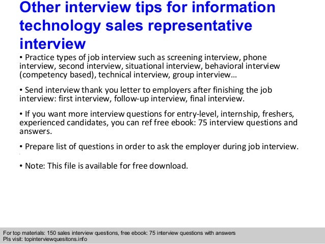 Information technology sales representative interview 