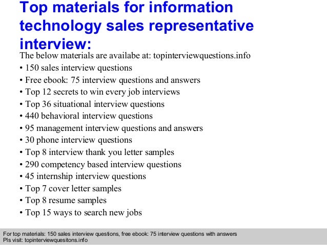 information technology sales representative interview technology interview questions