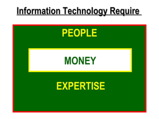 PEOPLE EXPERTISE MONEY Information Technology Require  