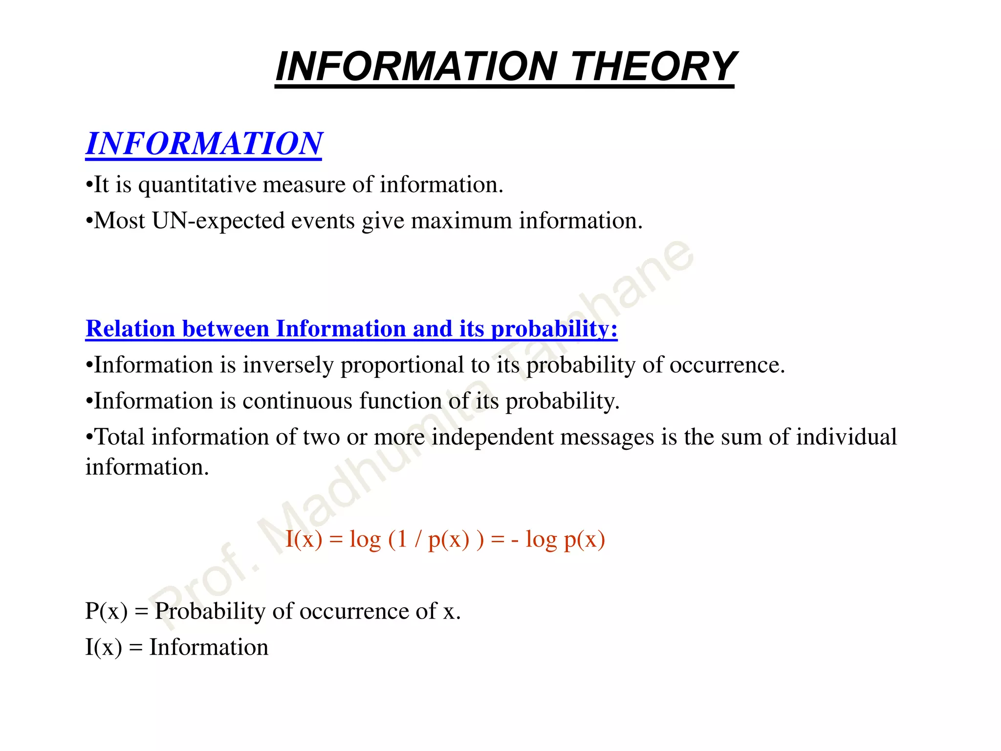 INFORMATION THEORY ENTROPY | PPT