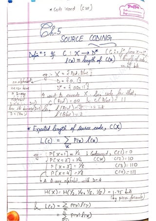 Information Theory and Coding Notes - Akshansh | PDF