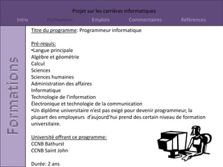 Cette  emploie ne m’intéresse pas parce que je n’aime pas développer des web.  
