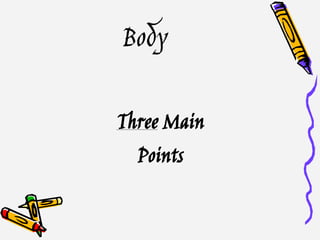 Body
Three Main
Points
 