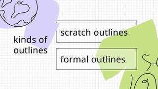 kinds of
outlines
scratch outlines
formal outlines
 