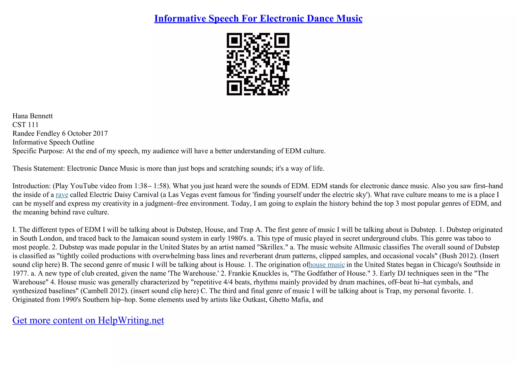 Informative Speech For Electronic Dance Music | PDF