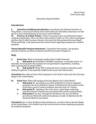 Informative speech outline