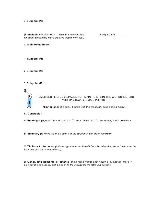 Informative speech outline worksheet