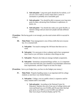 Informative speech process outline