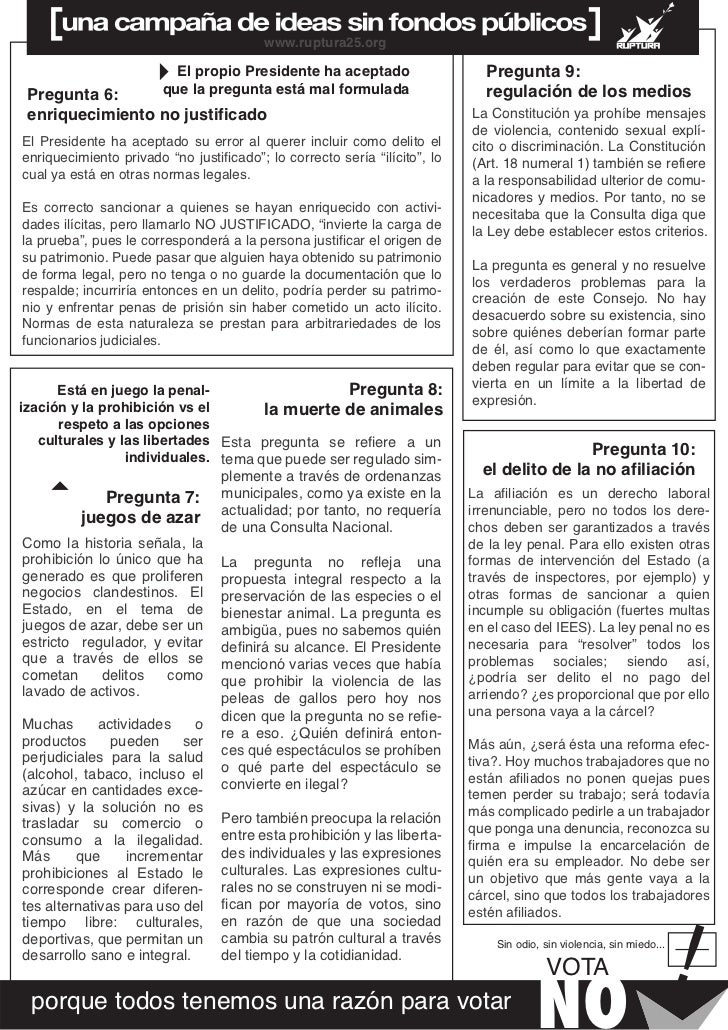 Análisis de cada pregunta de la Consulta Popular