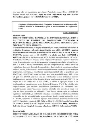 Versão atualizada e retificada do Informativo STJ