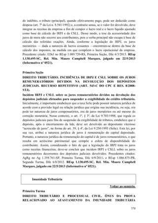 Versão atualizada e retificada do Informativo STJ