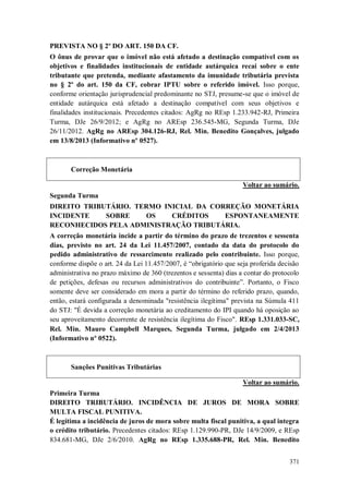 Versão atualizada e retificada do Informativo STJ