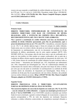 Versão atualizada e retificada do Informativo STJ