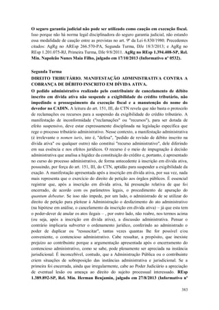 Versão atualizada e retificada do Informativo STJ