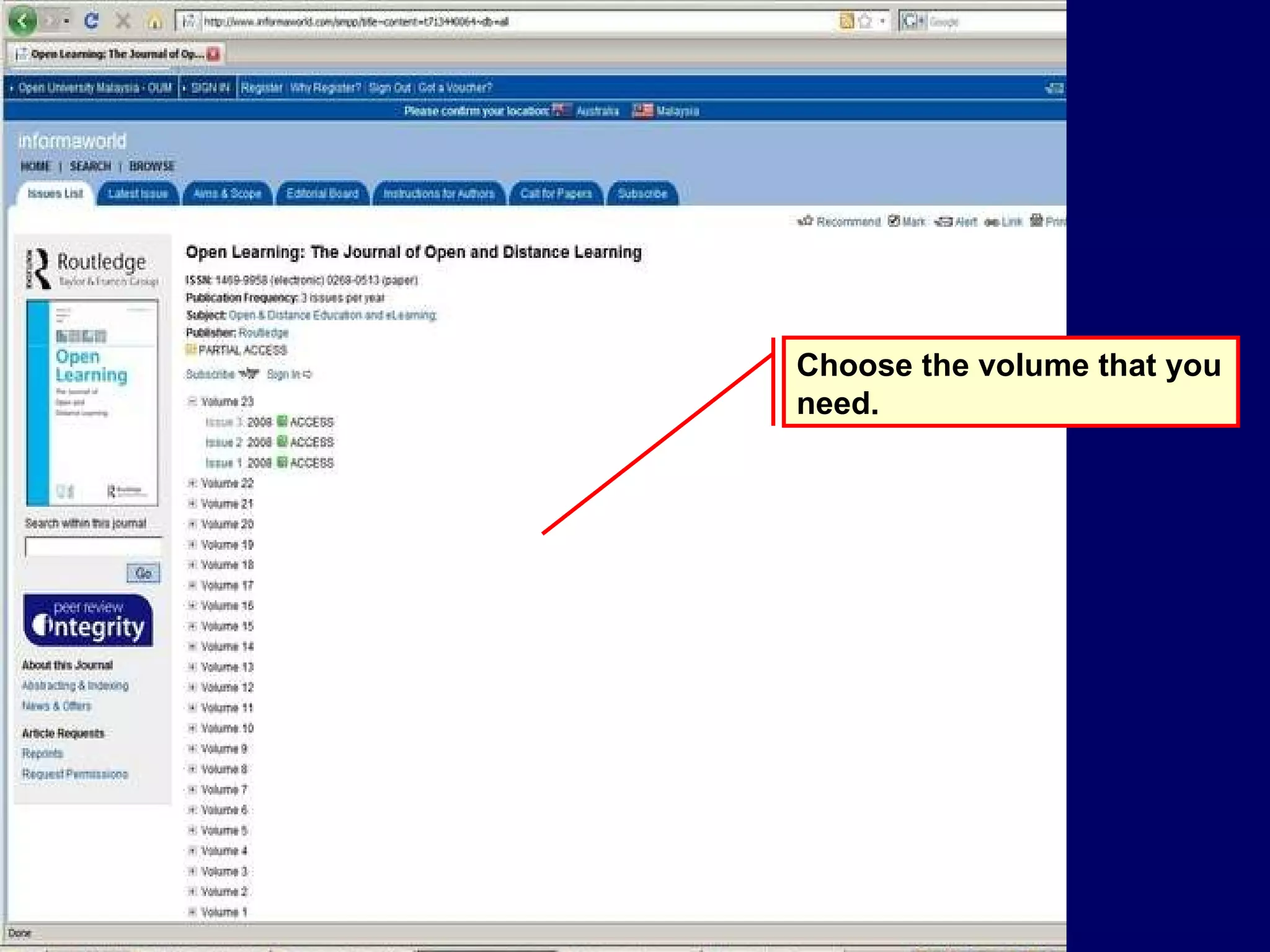 Choose the volume that you need. 