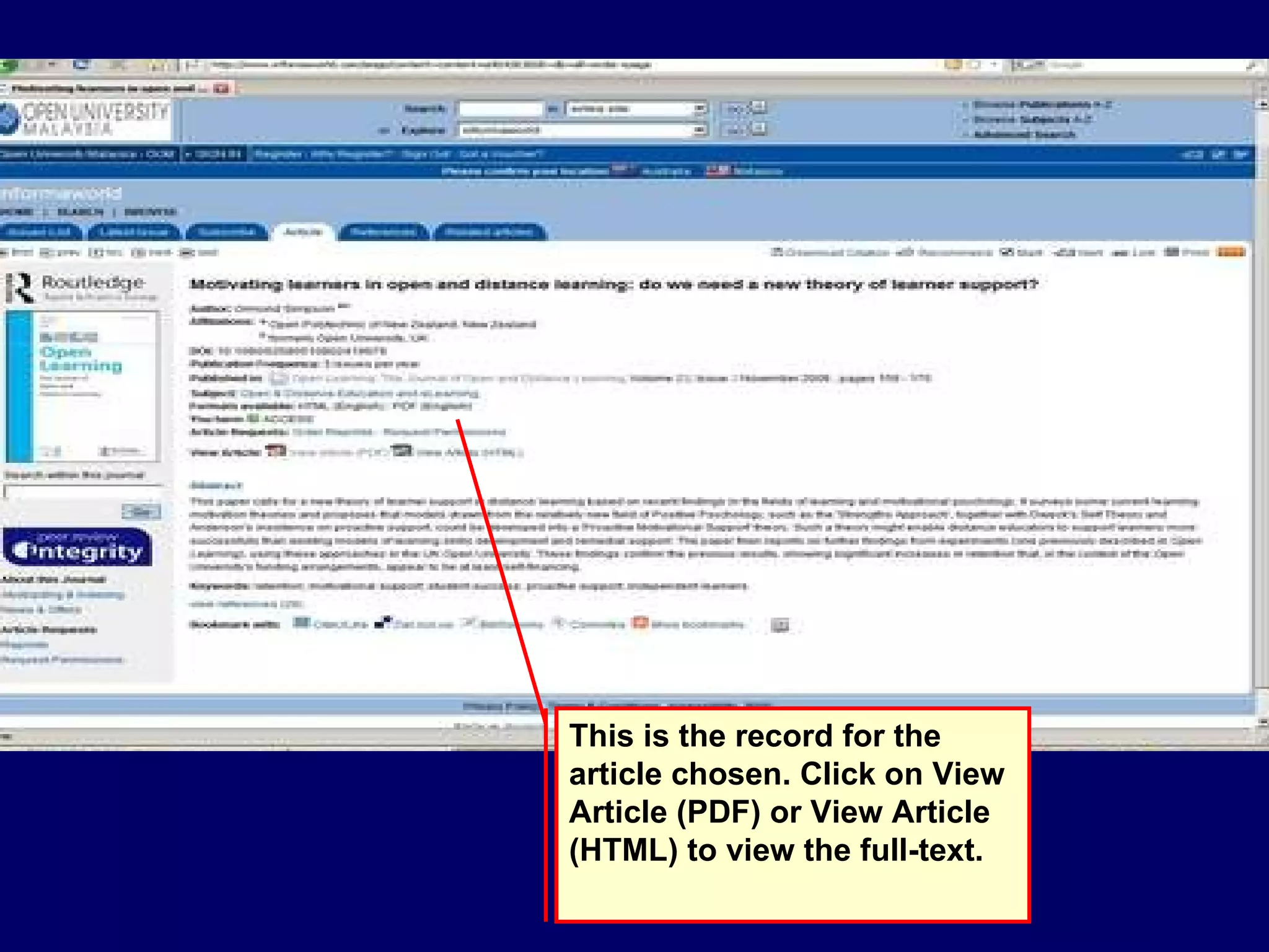 This is the record for the article chosen. Click on View Article (PDF) or View Article (HTML) to view the full-text. 