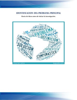 IDENTIFICACION DEL PROBLEMA PRINCIPAL
Lluvia de ideas antes de iniciar la investigación.
 