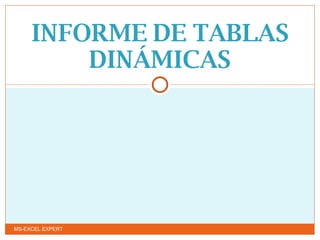 INFORME DE TABLAS DINÁMICAS MS-EXCEL EXPERT 