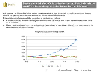 Desde enero del año 2000 la cotización del oro ha subido más de un 400%
                          mientras las principales...