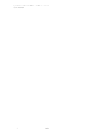 Evaluación general de diagnóstico 2009. Educación Primaria. Cuarto curso 
Informe de resultados 




  
 
         174                                                                                                      Anexos                                                                                                                     
 