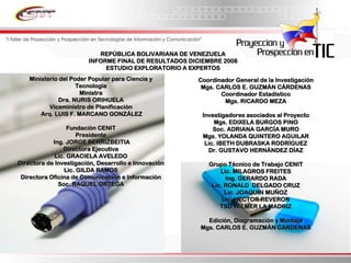 Informe Final Prospectiva Tic Venezuela  2008 2017