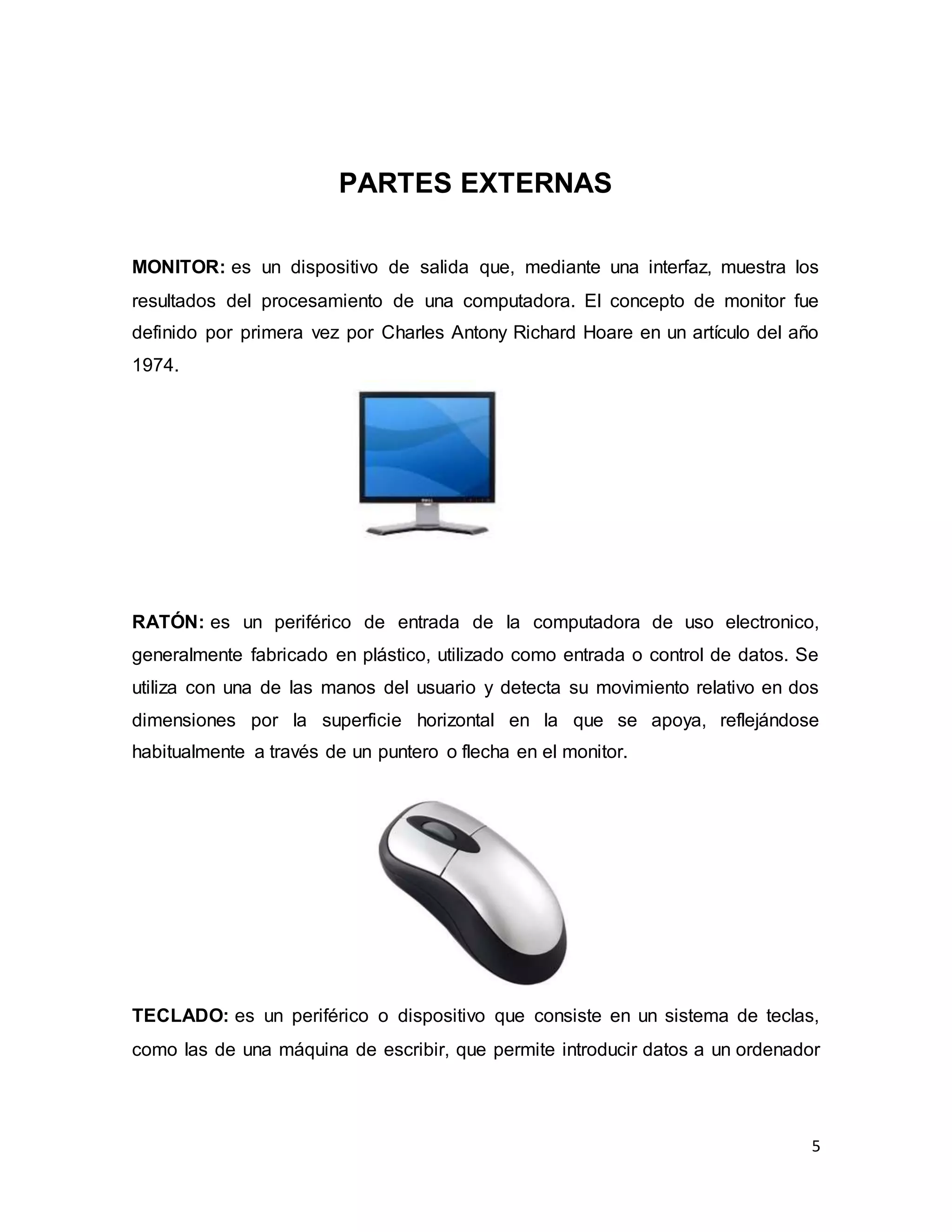 Informe partes internas y externas de la computadora | DOCX
