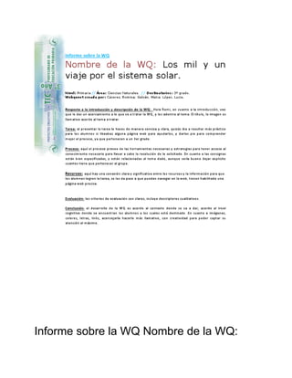 Informe sobre la WQ Nombre de la WQ:
 