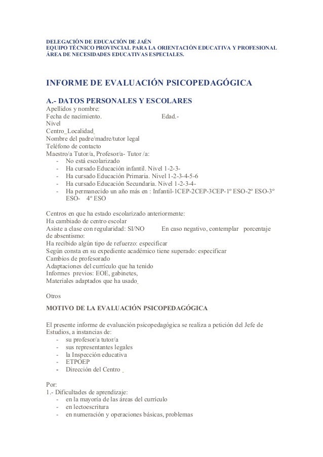Informe PsicopedagóGico