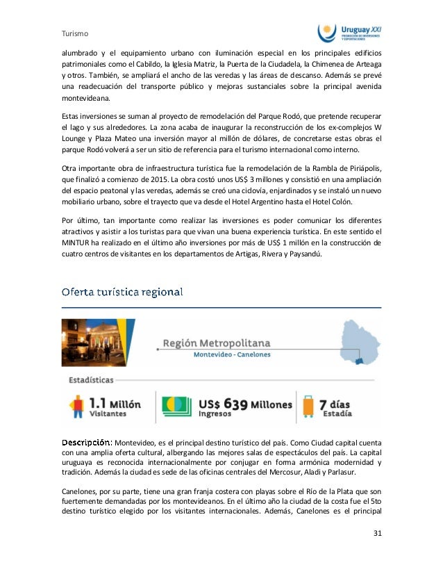 Informe Turismo Marzo 2017 Uruguay Xxi 1 Informe Turismo Marzo 2017 Uruguay Xxi 1