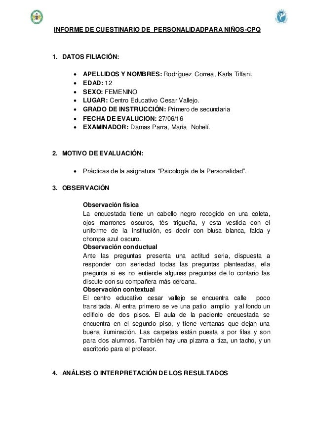 Informe cpq