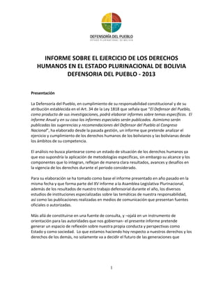 Informe 2013 Defensor del Pueblo