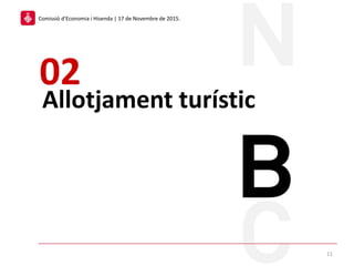 Allotjament turístic
02
11
Comissió d’Economia i Hisenda | 17 de Novembre de 2015.
 