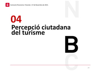 Percepció ciutadana
del turisme
04
24
Comissió d’Economia i Hisenda | 17 de Novembre de 2015.
 
