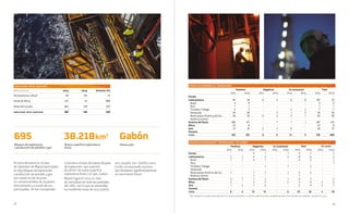48 49
resultados de explotación
Millones de euros 2013 2014 Variación (%)
Norteamérica y Brasil 90 145 61
Norte de África 227 25 (89)
Resto del mundo 663 419 (37)
resultado neto ajustado 980 589 (40)
resultado neto ajustado
UPSTREAM
pozos exploratorios(1)
terminados y en curso
Positivos Negativos En evaluación
2013 2014 2013 2014 2013 2014 2013 2014 2013 2014
Europa - - 4 1 - 1 4 2 - 3
Latinoamérica 2 1 6 3 - 2 8 6 - 2
Brasil 1 1 4 1 - - 5 2 - 1
Perú - - - - - - - - - 1
Trinidad y Tobago - - - 1 - 1 - 2 - -
Venezuela - - - - - - - - - -
Resto países América del Sur 1 - 1 1 - 1 2 2 - -
América Central - - 1 - - - 1 - - -
América del Norte 3 1 1 1 - 1 4 3 - 2
África 2 - 3 7 - 2 5 9 2 2
Asia 1 2 1 2 - - 2 4 2 1
Oceanía - - - - - - - - - -
total 8 4 15 14 - 6 23 24 4 10
(1)
No incluyen los sondeos de evaluación. En 2014 se terminaron 10, de los cuales 8 tuvieron resultado positivo. Por otro lado, se mantenía 1 sondeo en curso.
En cursoTotal
pozos de desarrollo terminados
2013 2014 2013 2014 2013 2014 2013 2014
Europa - - - - - - - -
Latinoamérica 95 78 6 5 6 8 107 91
Brasil 4 9 - - - - 4 9
Perú 1 1 - - - - 1 1
Trinidad y Tobago 5 5 - - 2 2 7 7
Venezuela 29 28 - 3 1 5 30 36
Resto países América del Sur 56 35 6 2 3 1 65 38
América Central - - - - - - - -
América del Norte 406 471 - 1 1 1 407 473
África 23 8 - - - - 23 8
Asia 31 34 2 3 6 - 39 37
Oceanía - - - - - - - -
total 555 591 8 9 13 9 576 609
TotalEn evaluaciónNegativosPositivos
Al cierre del ejercicio, el área
de Upstream de Repsol participaba
en 695 bloques de exploración
y producción de petróleo y gas
(sin contar los de recursos
no convencionales) de 29 países,
directamente o a través de sus
participadas. Se han incorporado
38.218km2
695 Gabón
Nueva superficie exploratoria
bruta
Bloques de exploración
y producción de petróleo y gas
Nuevo país
al dominio minero 28 nuevos bloques
de exploración, que suponen
38.218 km2
de nueva superficie
exploratoria bruta y un país, Gabón.
Repsol logró en 2014 un ratio
de reemplazo de reservas probadas
del 118%, con lo que se consolidan
las excelentes tasas de 2013 (275%),
2012 (204%), 2011 (162%) y 2010
(131%), incorporando recursos
que fortalecen significativamente
su crecimiento futuro.
 