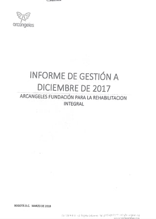 Informe anual de gestión Arcángeles