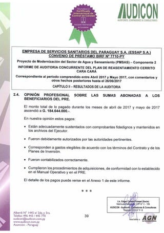 Informe auditoria externa abril mayo 2017