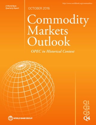 OPEC in Historical Context
Commodity
Markets
Outlook
A World Bank
Quarterly Report
Q4
Q3
Q2
Q1
October 2016
http://www.worldbank.org/commodities
 
