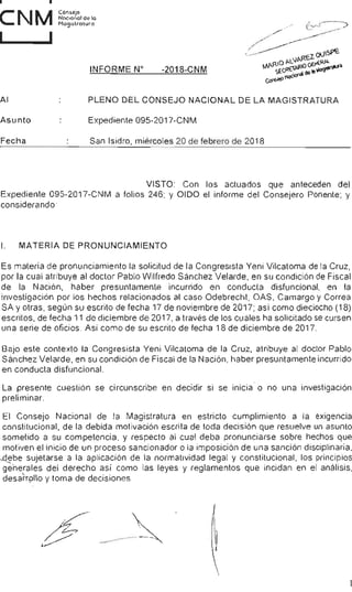 CNM: Informe en Mayoría sobre denuncia contra Pablo Sánchez