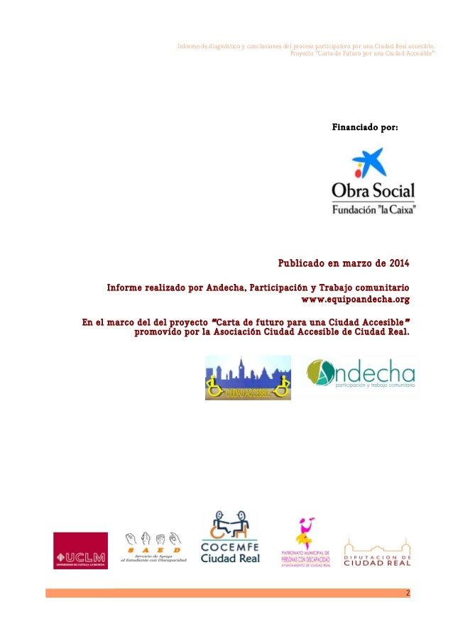 Informe Carta De Futuro Para Una Ciudad Accesible